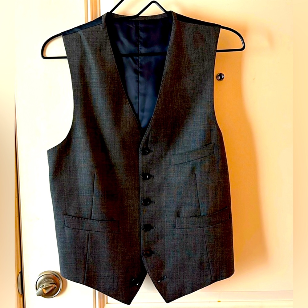 Dressy gray striped waistcoat - vest, with adjustable straps.